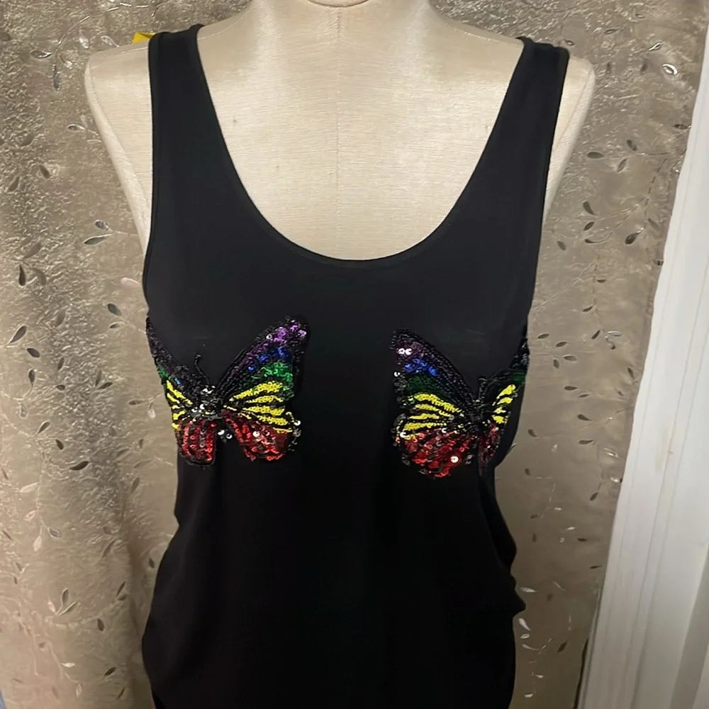 Butterfly sequenced tank top size S NWT - Picture 2 of 5